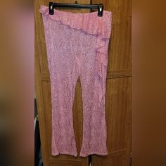 Shein Size Large Sheer Stretchy Floral Beach/Casual Pants! These Pants Are So Pretty, They Are An Amazing Shade Of Pink With Beautiful Floral Designs Throughout The Fabric As Well As Ruffles And A Waist Strap On One Side For A Sexy And Chic Look. These Pants Are Completely Sheer And Stretchy So They Would Work Best Over A Swimsuit Or Even A Bodysuit Depending On The Occasion. They Are New Without Tags And Are In Perfect Condition With No Noticed Flaws. Summer Party Wide Leg Bottoms, Shein Pants, Beach Casual, Waist Strap, Floral Designs, So Pretty, Casual Pants, Pant Jumpsuit, Ruffles