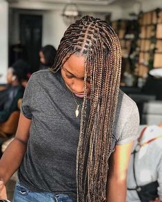 10+ Cute Hairstyles For Small Box Braids FASHIONBLOG Box Braids Hairstyles Small, Small Box Braids Hairstyles, Brown Braids, Braids Bun, Braids Styling, Braids Ponytail, Braided Bun Hairstyles