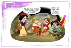 snow white and the seven dwarfs from disney's animated movie, princesses are talking to each other