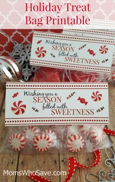 christmas treat bag printables with candy canes in it and the words, holiday treat