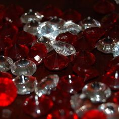 some red and white diamonds on a table