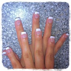 Short French Tip Nails, Solar Nails, White Tip Nails, French Tip Acrylic Nails, Pink French, French Acrylic Nails, Short Square Acrylic Nails, Tip Nails, Summer Acrylic Nails