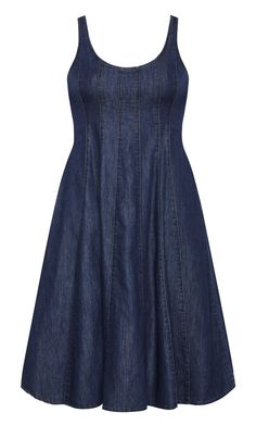 Stay cool in trendy comfort with the Lula Denim Dress. With adjustable shoulder straps, pull on style and a midi length, this dress is sure to turn heads at every corner. Key Features Include: - Round neckline - Adjustable shoulder straps - Invisible back zip with button closure - Functional front pockets - Pull on style - Midi length Style with ivory strappy sandals. | Plus Size Lula Denim Dress in Dark Wash, Size 14 | City Chic Dark Wash Knee-length Dress For Casual Wear, Trendy Dark Wash Knee-length Dress, Chic Dark Wash Sleeveless Midi Dress, Casual Dark Wash Cotton Midi Dress, Casual Midi Denim Dress For Dress Down, Casual Midi Length Denim Dress, Casual Denim Midi Dress For Dress Down Days, Casual Midi Denim Dress, Chic Dark Wash Knee-length Dress