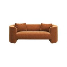 a brown couch sitting on top of a white floor