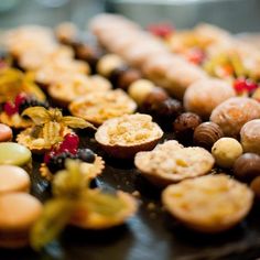 there are many different types of snacks on the table