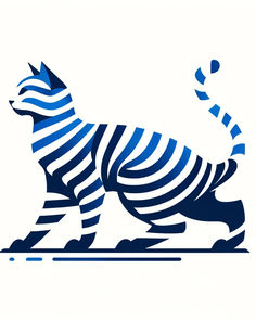 a blue and white striped animal on a white background