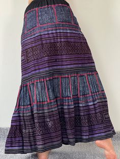 "Maxi Hmong elastic waist Skirt,Thailand Hmong Hill Tribe Maxi Skirt,Amazing Hilltribe skirts , made by Hilltribe fabric Maxi Hmong elastic waist Skirt, 100% cotton and Hilltribe Fabric Measurements - W 28-36\" - Hip 50\" - Total Length : 37\" ❤️ PAYMENT We accept payments via PayPal only. ❤️❤️ Delivery Time : USA only 2business days Canada: 2- 3 business days France: 2- 3 business days Germany 2- 3 business days North America: 2- 3 business days Europe: 2- 3 business days Australia, New Zealand Bohemian Purple Lined Skirt, Purple Bohemian Lined Skirt, Traditional Relaxed Skirt For Festival, Traditional Long Skirt With Boho Print, Bohemian Full Pleated Skirt, Bohemian Tiered Purple Skirt, Bohemian Purple Tiered Skirt, Traditional Pattern Long Skirt For Festival, Bohemian Multicolor Skirt With Traditional Patterns