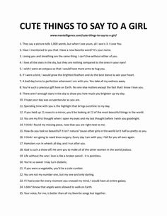 a poem that says cute things to say to a girl