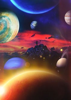 an artist's rendering of planets in the sky