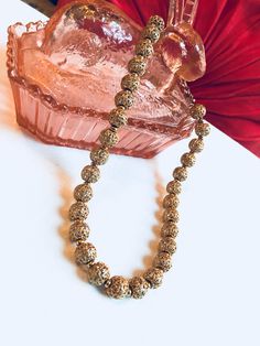 "Fantastic Mid Century Monet Goldtone Open Work Filigree Beaded Choker Necklace A beautiful vintage necklace. It measures approximately 17\" long. It is in excellent condition. It is signed Monet. A wonderful signed quality addition or beginning to any vintage jewelry collection. Beautiful necklace- a stunning gift idea ❤️ www.mysoulrepair.com" Vintage Beaded Necklaces With Large Beads For Festive Occasions, Vintage Gold Beads For Festive Occasions, Vintage Gold Beaded Necklaces For Wedding, Vintage Gold Beaded Wedding Necklaces, Vintage Wedding Gold Beaded Necklaces, Festive Vintage Gold Beads, Vintage Polished Gold Beads, Vintage Large Gold Beads, Vintage Gold Polished Beads