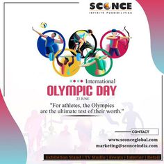 an advertisement for the olympic day event with people doing different things in circles on it