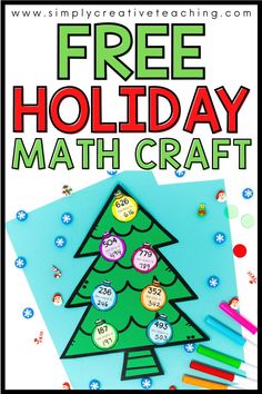 a free holiday math craft for kids with a christmas tree on it and the words, free