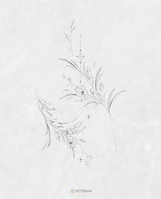 an artistic drawing of flowers on a white paper