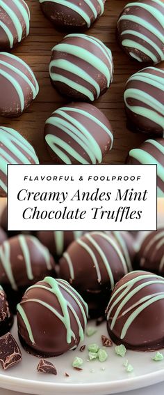 Image for Creamy Andes Mint Chocolate Truffles Peppermint Brownie Truffles, Andes Mint Thumbprint Cookies, Andes Candies Desserts, Copycat Andes Mints, Andes Mint Truffles, Peppermint Chocolate Truffles, Mint Christmas Candy, Mint Meltaways Candy, Andes Mints Recipes