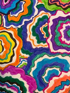 an abstract painting with many colors and shapes