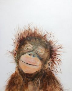 a drawing of a monkey with hair on it's head