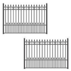 three different types of wrought iron fences