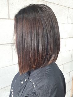 Lob For Thick Hair Straight, Shoulder Length Aline Bob, Angled Layered Bob Haircuts, Slight Inverted Bob, Triangle Bob Haircut, A Line Lob With Layers, Slight A Line Bob, Reverse Bob Haircut Medium, Long Bob Haircuts Straight