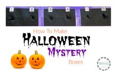 two pumpkins with the words how to make halloween mystery boxes in front of them