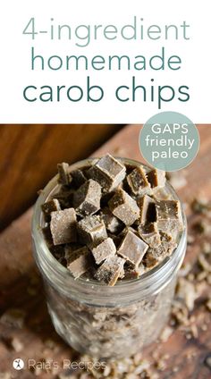 4-Ingredient Homemade Carob Chips :: paleo, GAPS, vegetarian Carob Chips Recipes, Aip Zucchini, Pancakes Dairy Free, Carob Recipes, Single Serve Cookie, Carob Chocolate, Autoimmune Paleo Recipes, Aip Desserts, Carob Powder