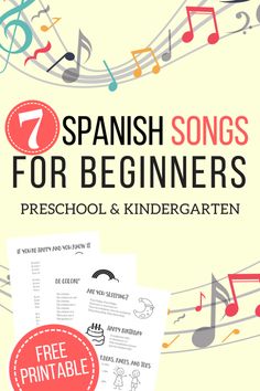 spanish songs for beginners preschool and kindergarten with free printables