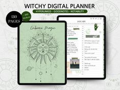 the witch's digital planner is open and ready to be used on your computer