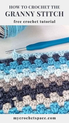 the crochet granny stitch is being worked on