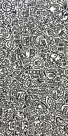 a black and white doodle pattern on the back of a cell phone