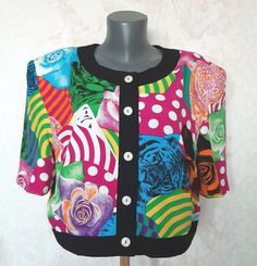 BETTY BARCLAY Vintage 80's 90's Multicolor Short Sleeve Jacket Lined Size L, VGC Retro Multicolor Summer Outerwear, Retro Colorful Spring Outerwear, Colorful Retro Spring Outerwear, 90s Style Multicolor Spring Outerwear, 80s Shirts Women Vintage, 80s Clothes, 90s Style Multicolor Patchwork Outerwear, 90s Multicolor Spring Outerwear, 80s Patch Jacket