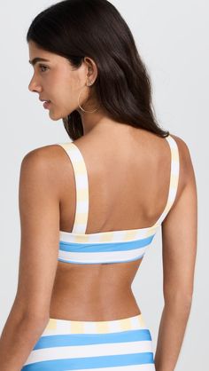 Find STAUD Liv Bikini Top on Editorialist. Colorblock stripe print. No closure, pull-on design. Shell: 74% nylon/26% spandex. Hand wash. Imported, China. Bottoms sold separately. Stripe Print, Color Blocking, New Arrivals, Top Brands, Hand Wash, Spandex, China, Luxury Fashion, Design