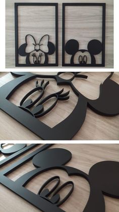 the mickey mouse sign is made out of metal