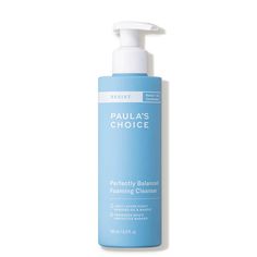 Paula's Choice RESIST Perfectly Balanced Foaming Cleanser gently removes dirt, excess oil, makeup and other impurities without affecting skin's natural moisture or pH balance. Its nourishing formula strengthens the hydro-lipid barrier with ceramides and hyaluronic acid. Aloe vera soothes irritation and inflammation as arginine softens and conditions the skin with water-binding amino acids. Key Ingredients:Hyaluronic Acid: attracts and locks in moisture, instantly plumping skinCeramides: restore Anti Aging Face Wash, Paula's Choice Skincare, Desired Reality, Paula's Choice, Acne Cleansers, Paulas Choice, Skin Care Cleanser, Foaming Cleanser, Large Pores