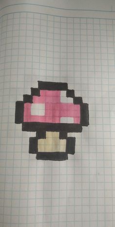 a piece of paper that has been made to look like an object with pink and white squares on it