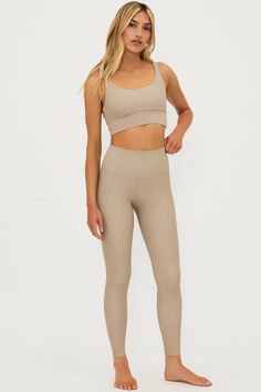 Beach Riot | Ayla Legging Tan | Tan Leggings | Beach Riot Taupe Leggings, Tan Leggings, Oversized Button Down Shirt, Free Workout, Beach Riot, Free Workouts, Active Leggings, Sporty Outfits, Ribbed Fabric