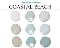 several shades of white paint with the words coastal beach