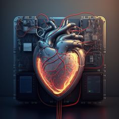 a heart connected to an electronic device