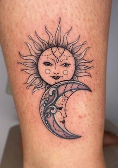 Beautiful Sun and Moon Tattoos Nails Acrylic Flower, Tattoo Design Flower, Sun Moon Tattoo, Sun And Moon Tattoos, Flowers Tattoo Design, Moon Sun Tattoo, Sun And Moon Tattoo, Moon Tattoos, Beautiful Flower Tattoos