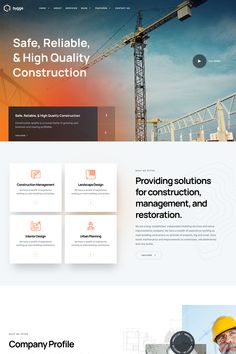 the construction company wordpress theme is clean and modern