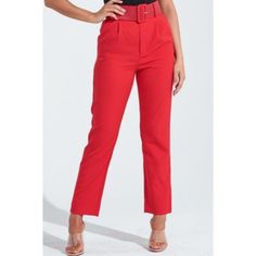 Red High Waist Belted Cropped Ankle Straight Pants High Waist Waist Belt Straight Leg 100% Polyester Also Available In Black This Listing Is For Red Only Size S = 4 Model Is Wearing Size S If You Have Any Questions, Please Let Me Know Thank You For Stopping By My Boutique To Read Reviews; Go To My Boutique Page By Clicking On My Username, Then Click On About And Then Scroll To Received Love Notes Pants, Straight Leg Pants, High Waist Pants, Belted Pants, Belted High Waist Pants, Belted Straight Snake Print Pants, Basic Pants, Pants With Belt, Red Black Style, Cocktail Outfit, Black Leather Pants, Lace Jumpsuit, Belted Pants, Flowy Pants