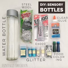 the contents of a diy water bottle are shown in this graphic above it's description