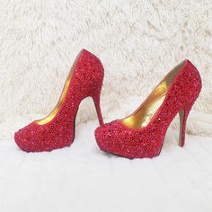 Felicity 20 Red Satin Rhinestone Pumps - Totally Wicked Footwear Rhinestone Pumps, You Are Important, Red Satin, Platform Pumps, New Shoes, Red Color, Stiletto Heels, Pumps, Satin