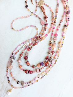 You Look Amazing in Pink Necklaces |Tourmaline, Sunstone, Rhodonite, Jade, Opal, Agate Pink Necklaces, Pink Copper, Double Layer Necklace, Layer Necklace, Pink Necklace, Water Pearls, Czech Beads, Citrine, Fresh Water