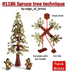 a lego christmas tree is shown with instructions to make it