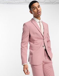 Suits by Selected Homme Suits you Notch lapels Two-button fastening Pocket details Relaxed fit Costume Rose Homme, Dusty Pink Style, Blue Three Piece Suit, Costume Noir, Dress Code Wedding, Pink Suit, Three Piece Suit, Fitted Suit