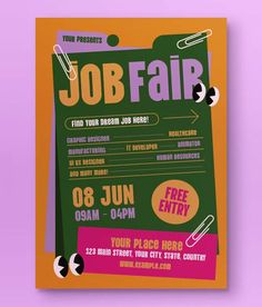 a flyer for a job fair is shown