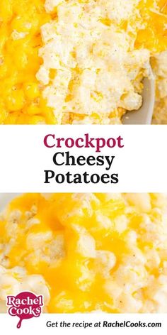 the crockpot cheesy potatoes are ready to be eaten