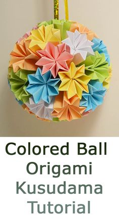 colored ball origami kusudama with text overlay