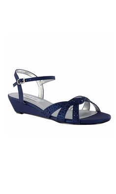 Touch Ups-Lena Open-Toe Shoe in Navy by Touch Ups Prom Wedges, Navy Blue Wedges, Simply Dress, Low Heel Wedges, Low Wedges, Open Toe Shoes, Prom Shoes, Formal Shoes, Party Accessories