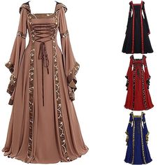 10th Century Clothing, Coven Costume, Medieval Wedding Theme, Gothic Cosplay, Something Rotten, Fair Outfit, Vestidos Retro, Medieval Wedding, Court Dresses