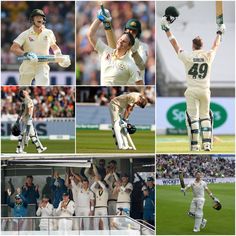 several pictures of the australian cricket team celebrating their win over new zealand in sydney, australia